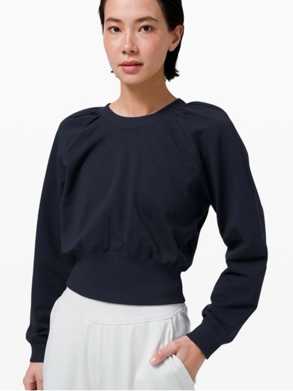 LULULEMON Softstreme Cropped Crew Sweatshirt Night Sea